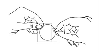 Image Of Estradiol Patch Being Torn From Top To Bottom (Tearing Estradiol Patch From Top)
